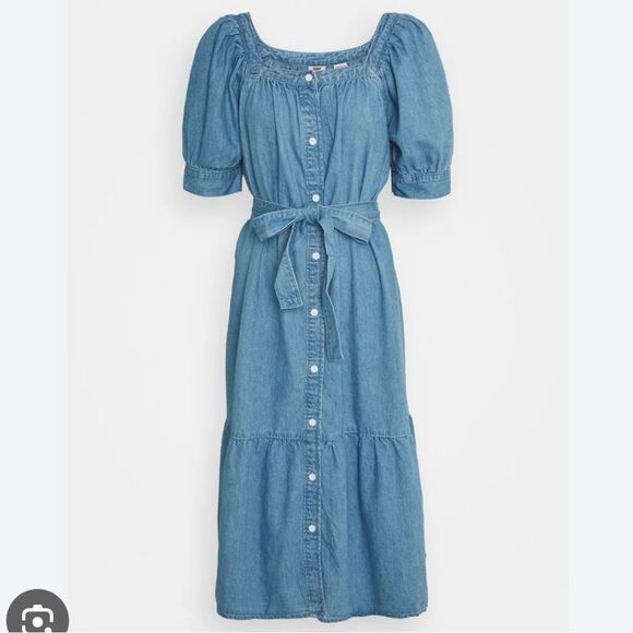 NWT Levi's Women's Midi Denim Shirt Dress Mika Balloon Short Sleeves - Picture 4 of 16